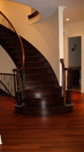 Curved wooden staircase